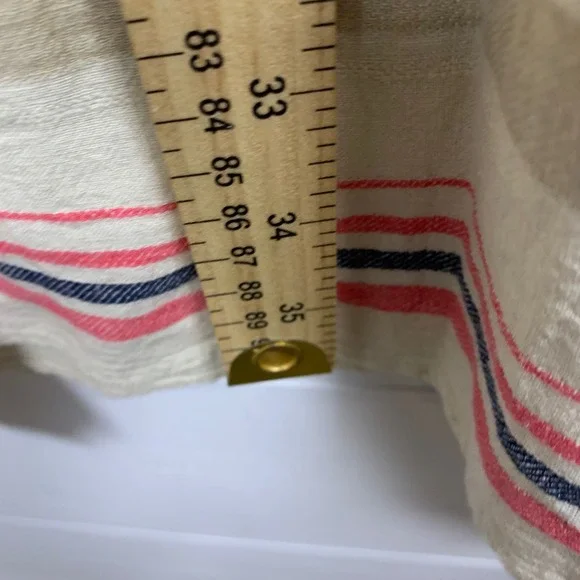 CJ Banks Striped V Neck Tunic Dress Coverup Women 14W Linen Blend Beachy Coastal - Picture 12 of 13